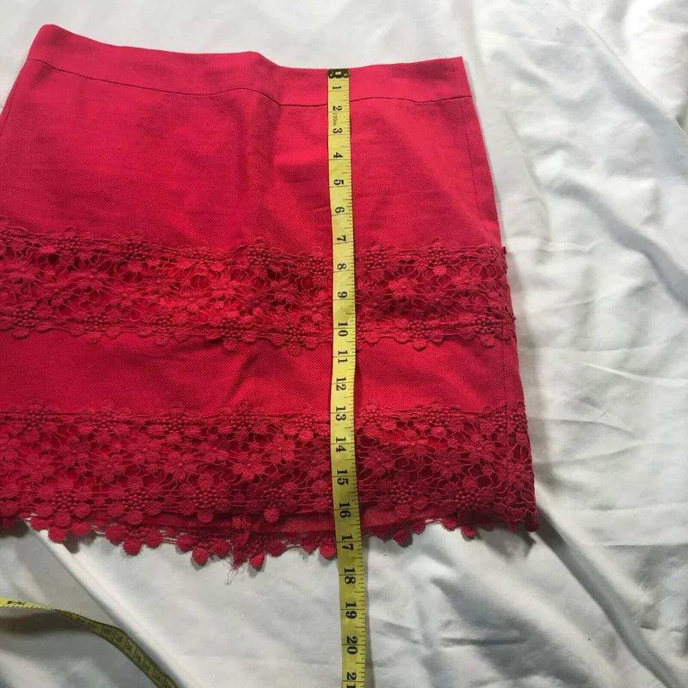 J Crew Solid Hot‎ Pink Crochet Daisy Lace Mini Straight Barbiecore